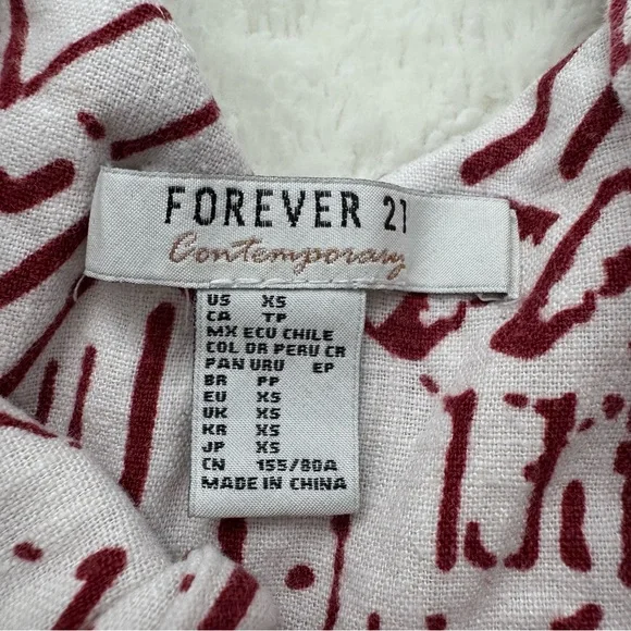 Forever 21 Contemporary Geometric Print Mini Dress Women’s XS Linen Blend Casual - Picture 4 of 9